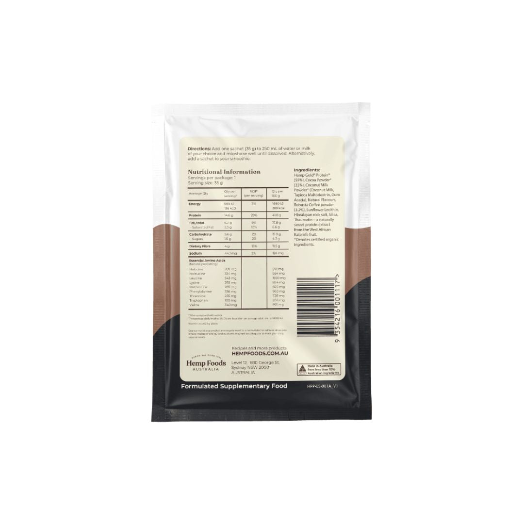 Chocolate Espresso Protein - 7 x 35g Sachet - Hemp Foods Australia