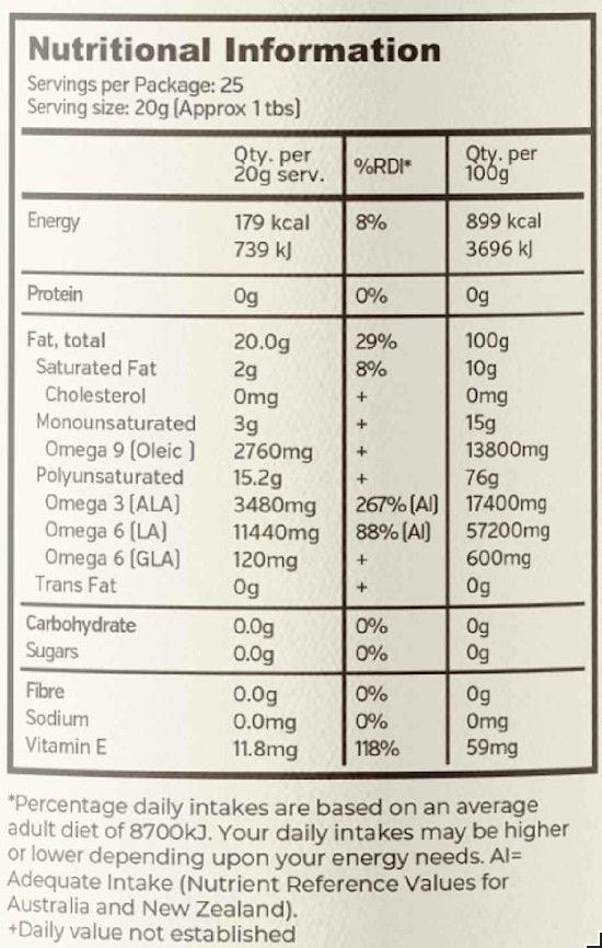 Organic Hemp Gold Seed Oil - 500ml - Hemp Foods Australia