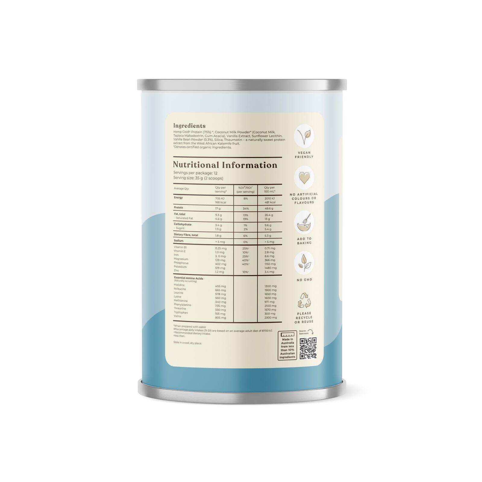 Organic Hemp Protein Vanilla - 420g - Hemp Foods Australia