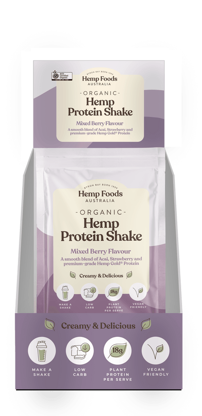 Organic Hemp Protein Mixed Berry - 7 x 35g Sachet - Hemp Foods Australia