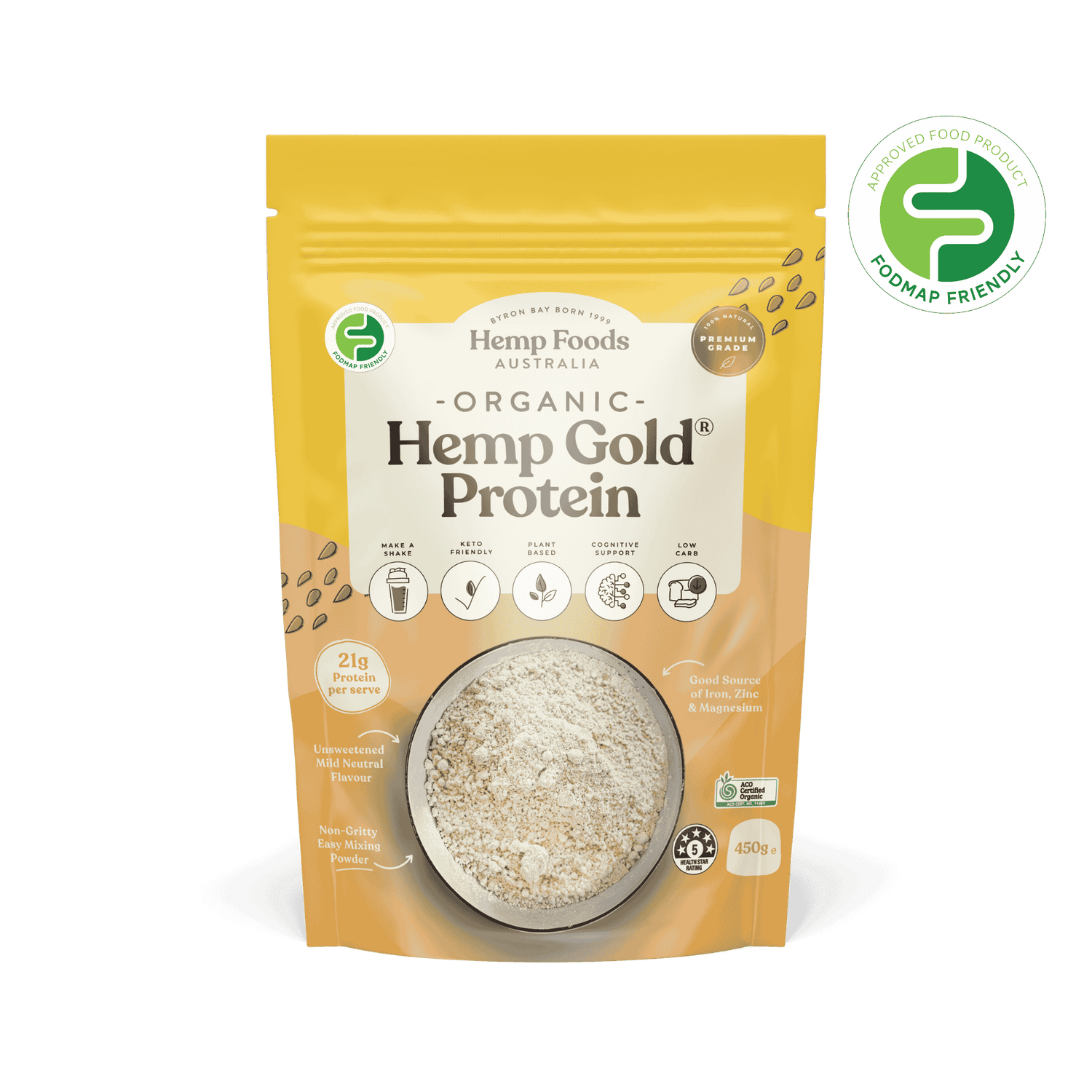 Organic Hemp Gold Protein Powder - 450g - Hemp Foods Australia