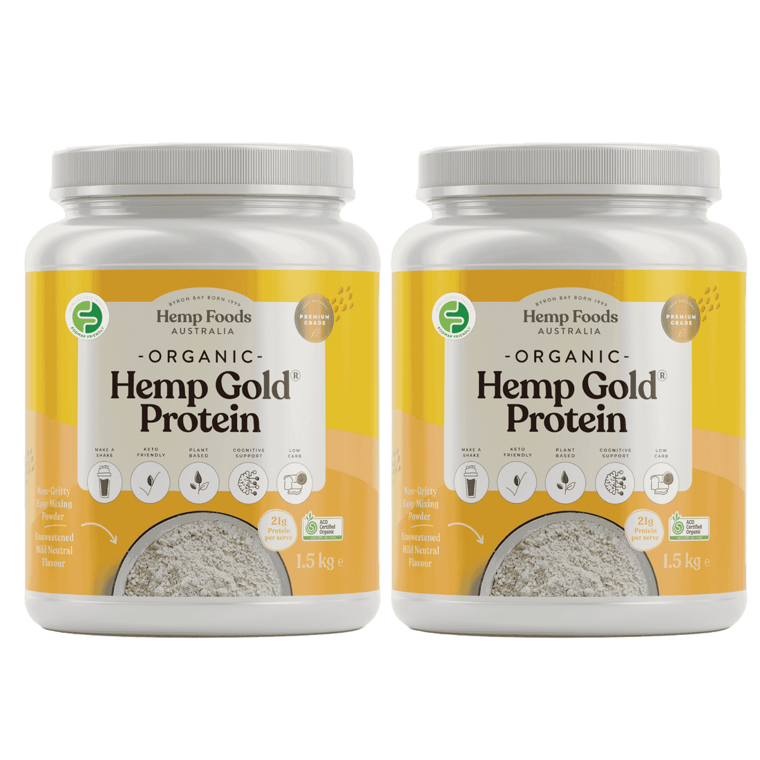 Organic Hemp Gold Protein Powder - 2 x 1.5kg Tub - Hemp Foods Australia