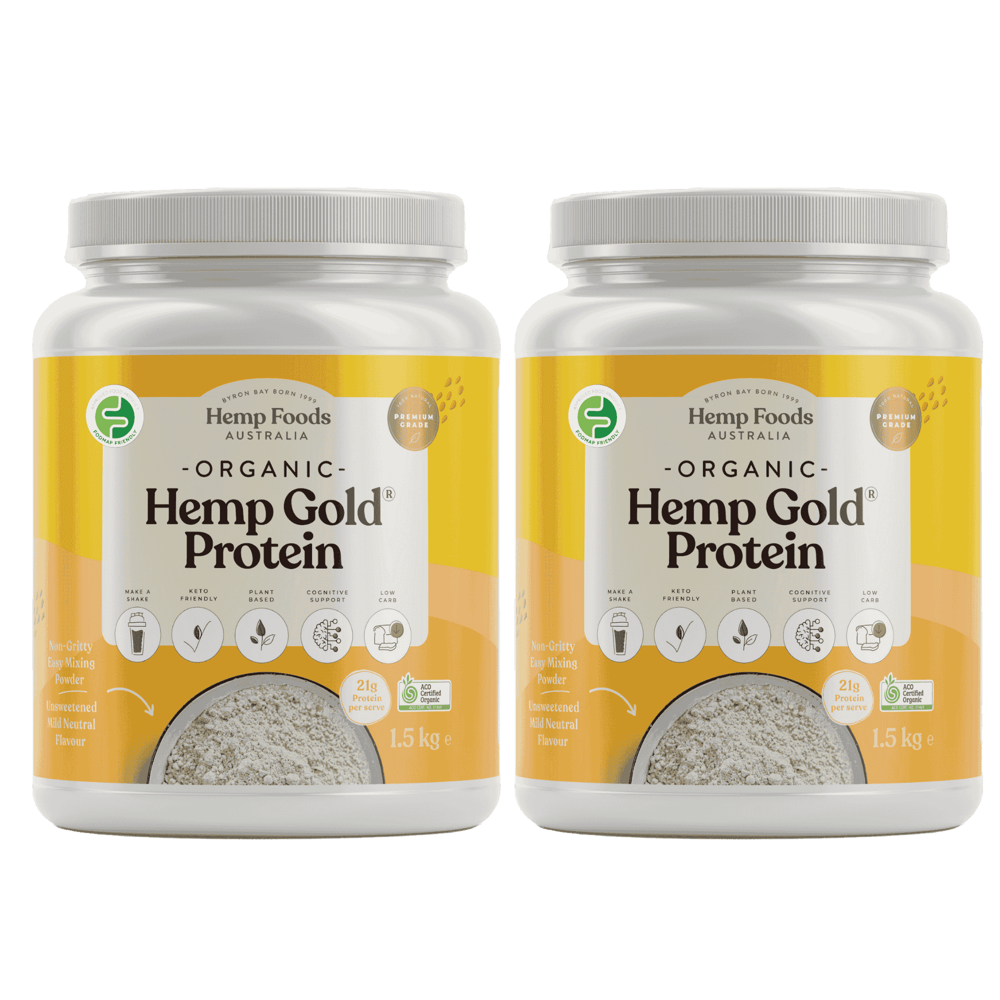 Organic Hemp Gold Protein Powder - 2 x 1.5kg Tub - Hemp Foods Australia