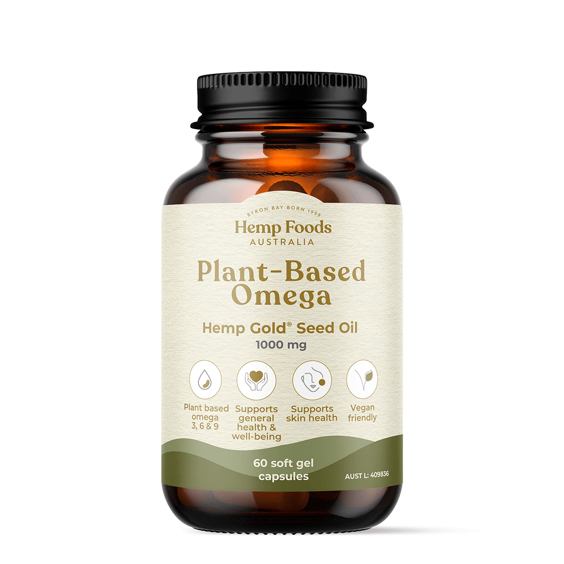 Plant-Based Omega Hemp Seed Oil Capsules - 60Caps - Hemp Foods Australia