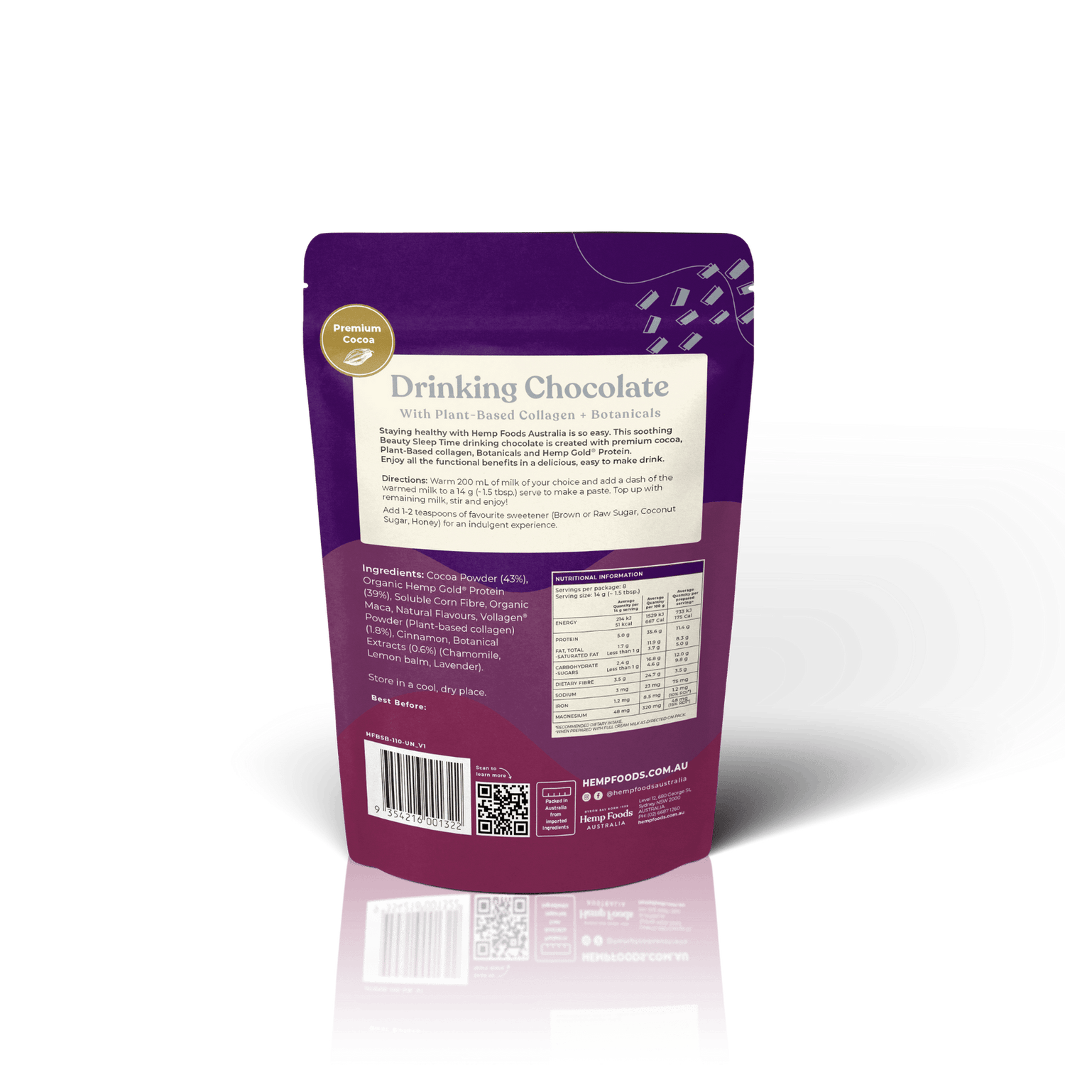 Drinking Chocolate Beauty &amp; Sleep Blend - 112g - Hemp Foods Australia