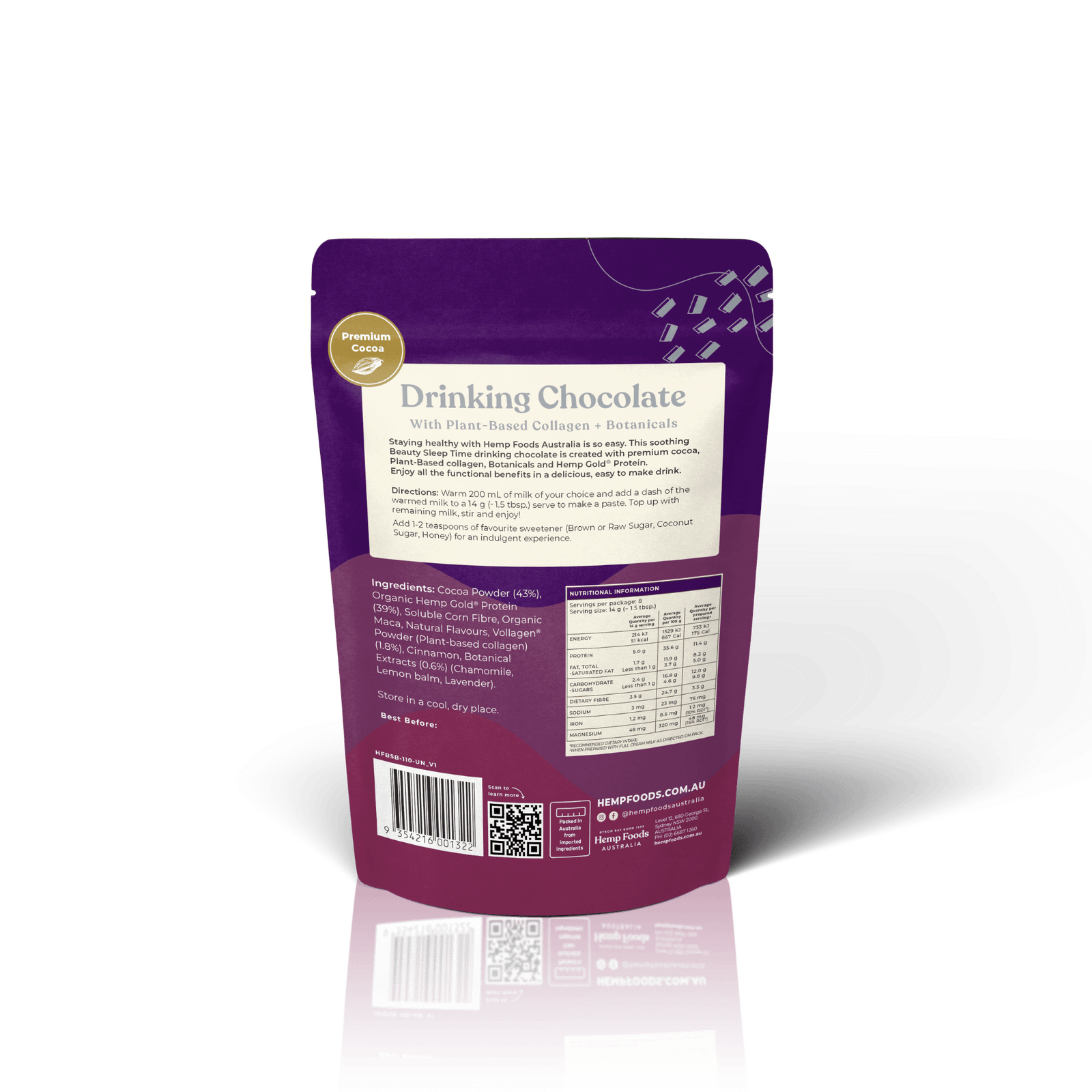 Drinking Chocolate Beauty &amp; Sleep Blend - 112g - Hemp Foods Australia