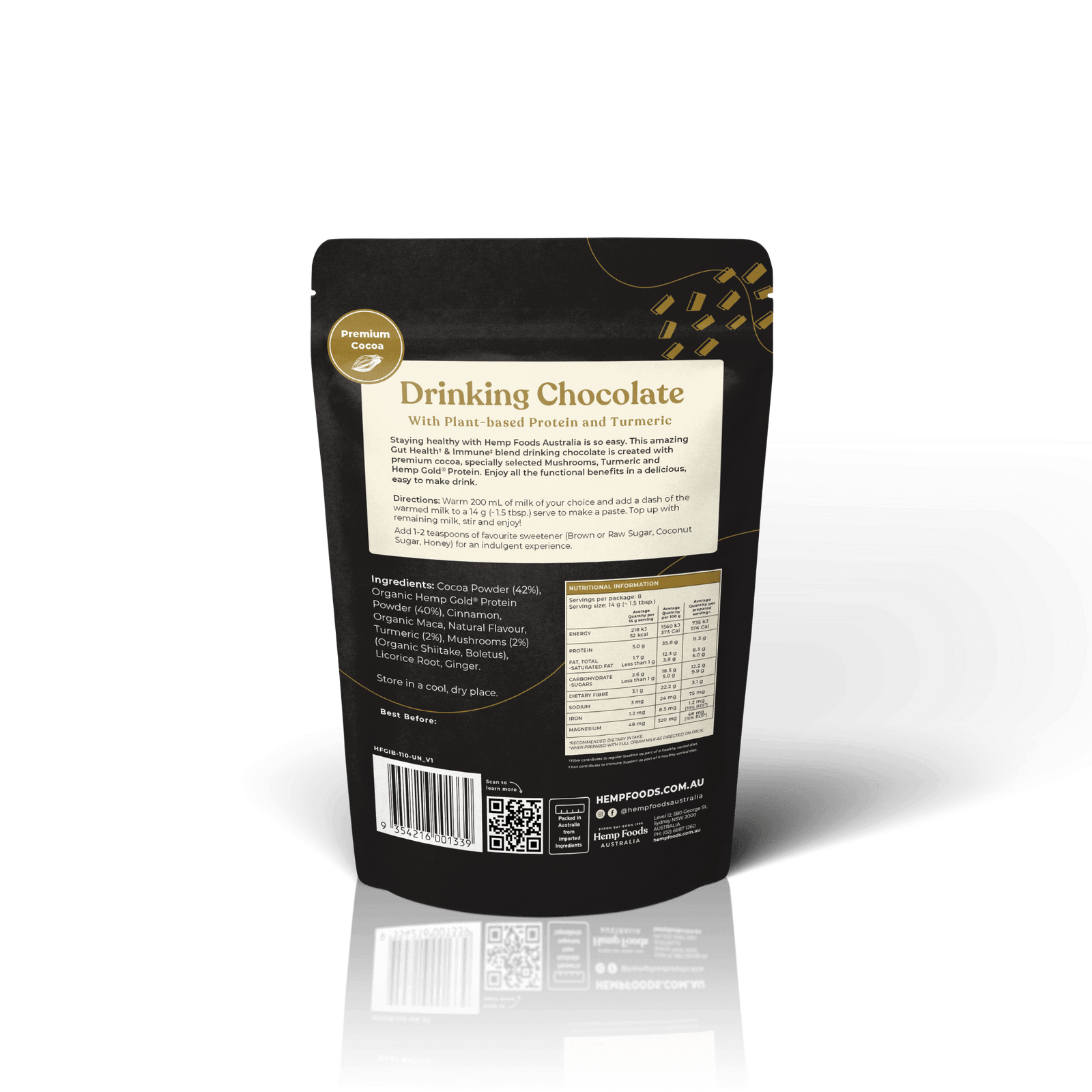 Drinking Chocolate Gut health &amp; Immunity Blend - 112g - Hemp Foods Australia