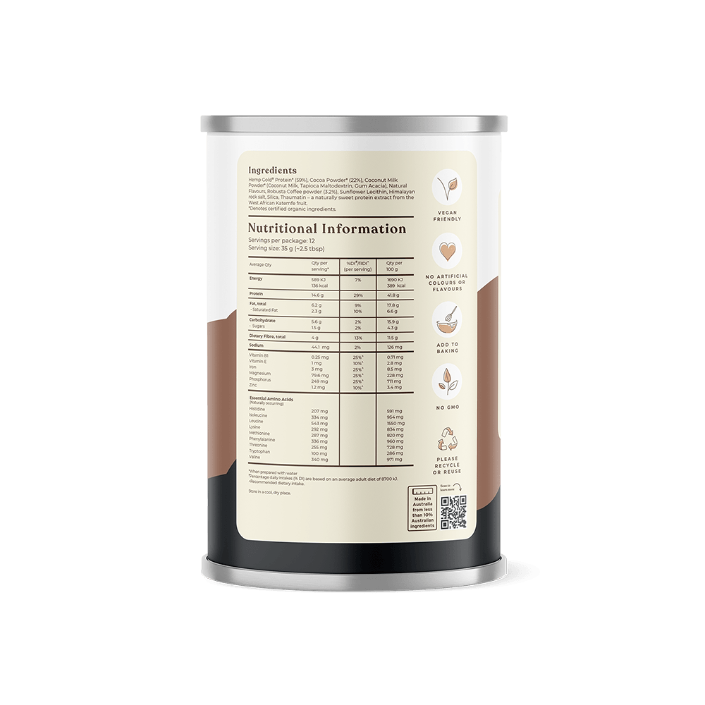 Chocolate Espresso Protein - 420g - Hemp Foods Australia