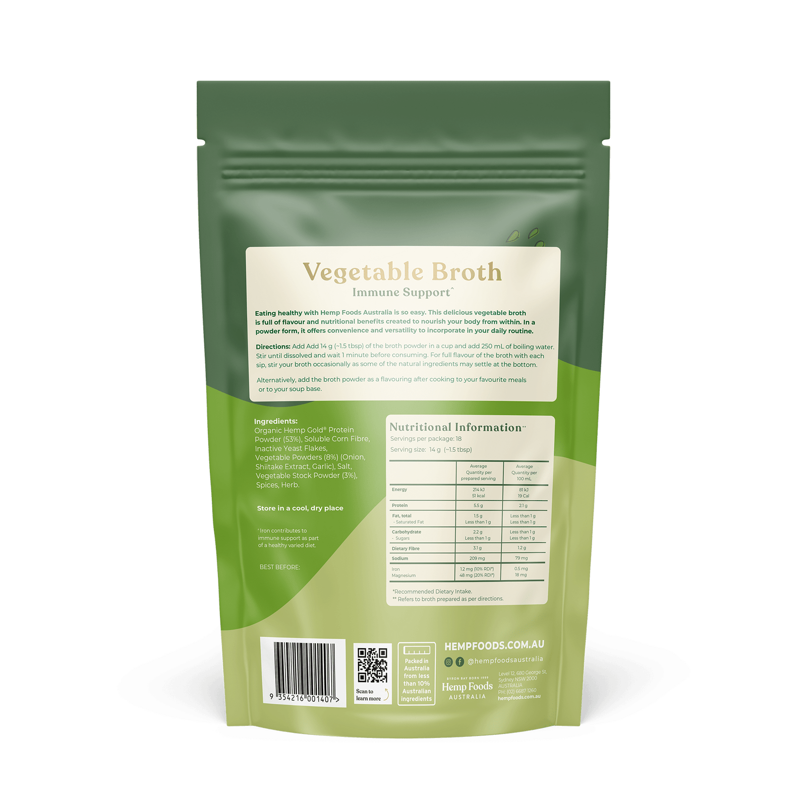Vegetable Broth - 252g - Hemp Foods Australia
