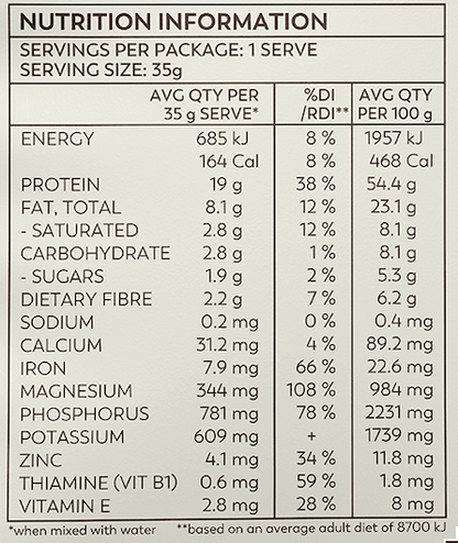 Organic Hemp Protein Natural - 7 x 35g Sachet - Hemp Foods Australia