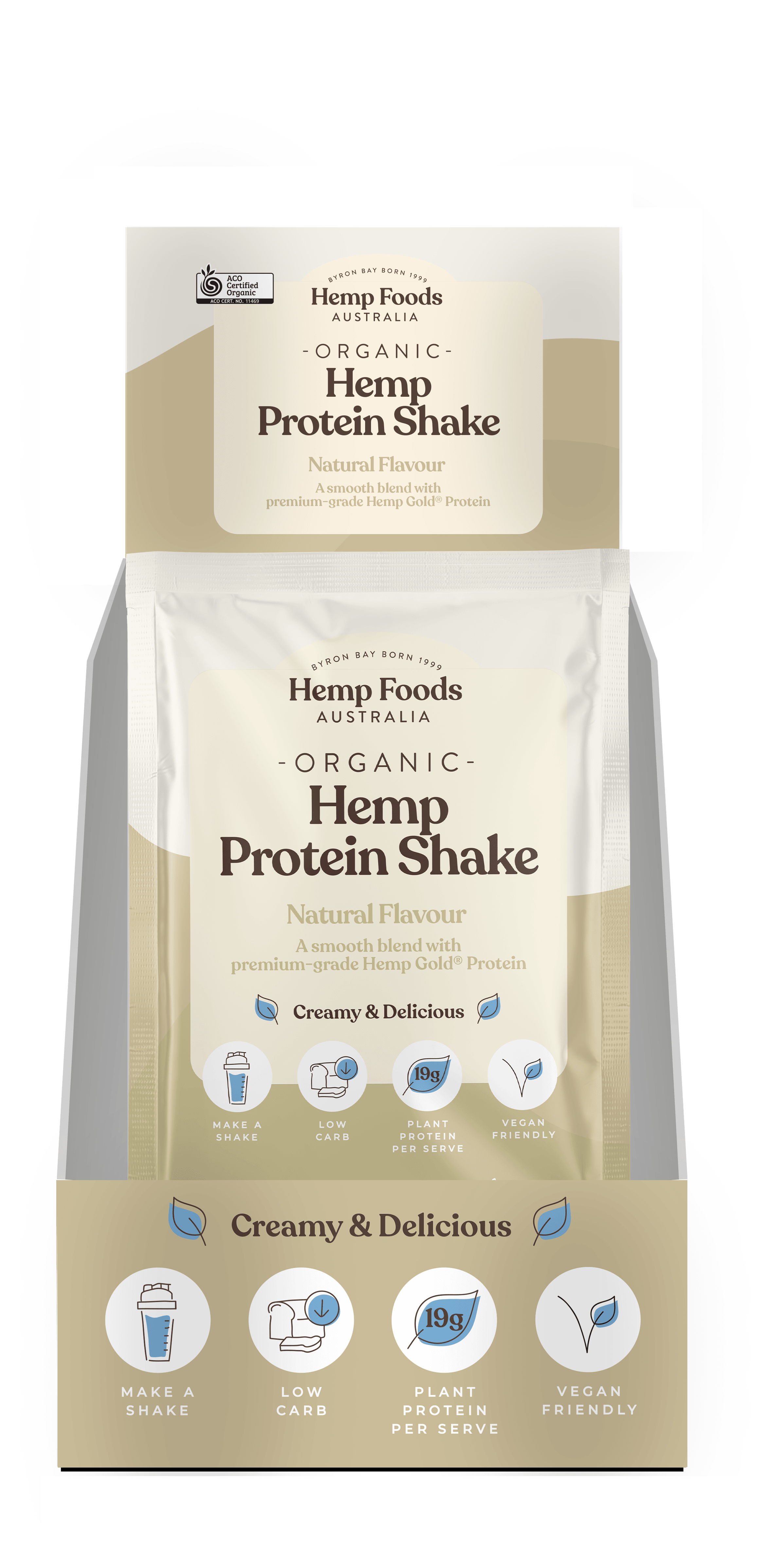 Organic Hemp Protein Natural - 7 x 35g Sachet - Hemp Foods Australia