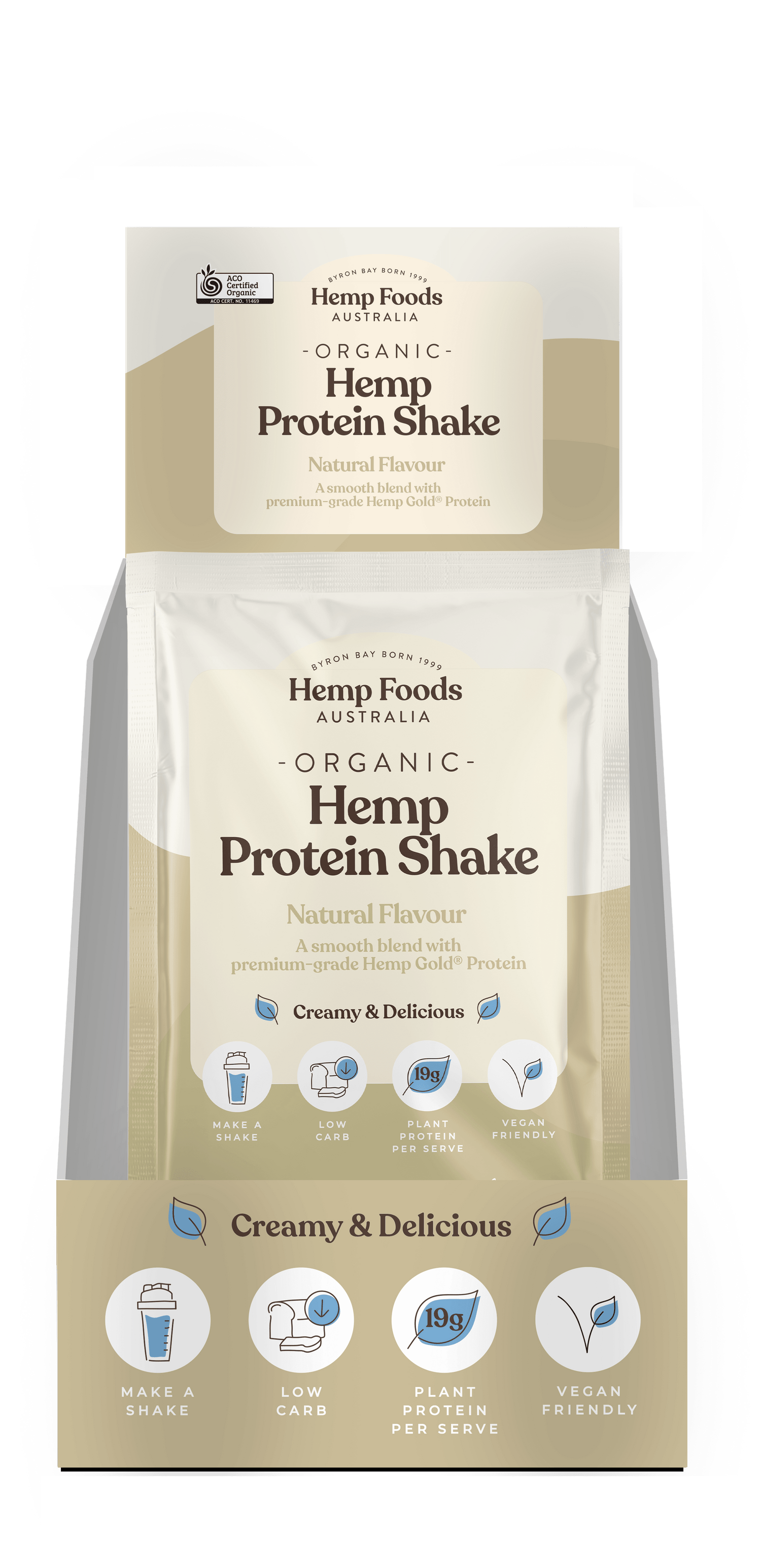 Organic Hemp Protein Natural - 7 x 35g Sachet - Hemp Foods Australia