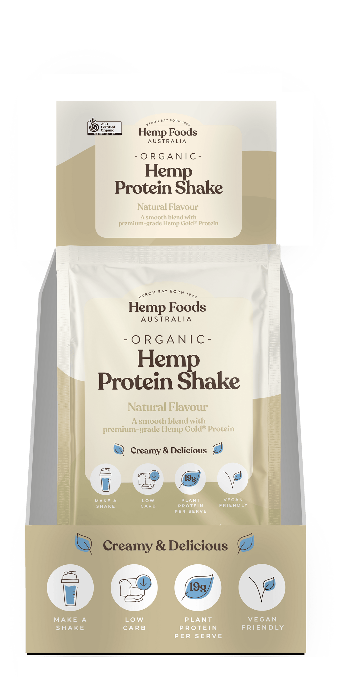 Organic Hemp Protein Natural - 7 x 35g Sachet - Hemp Foods Australia