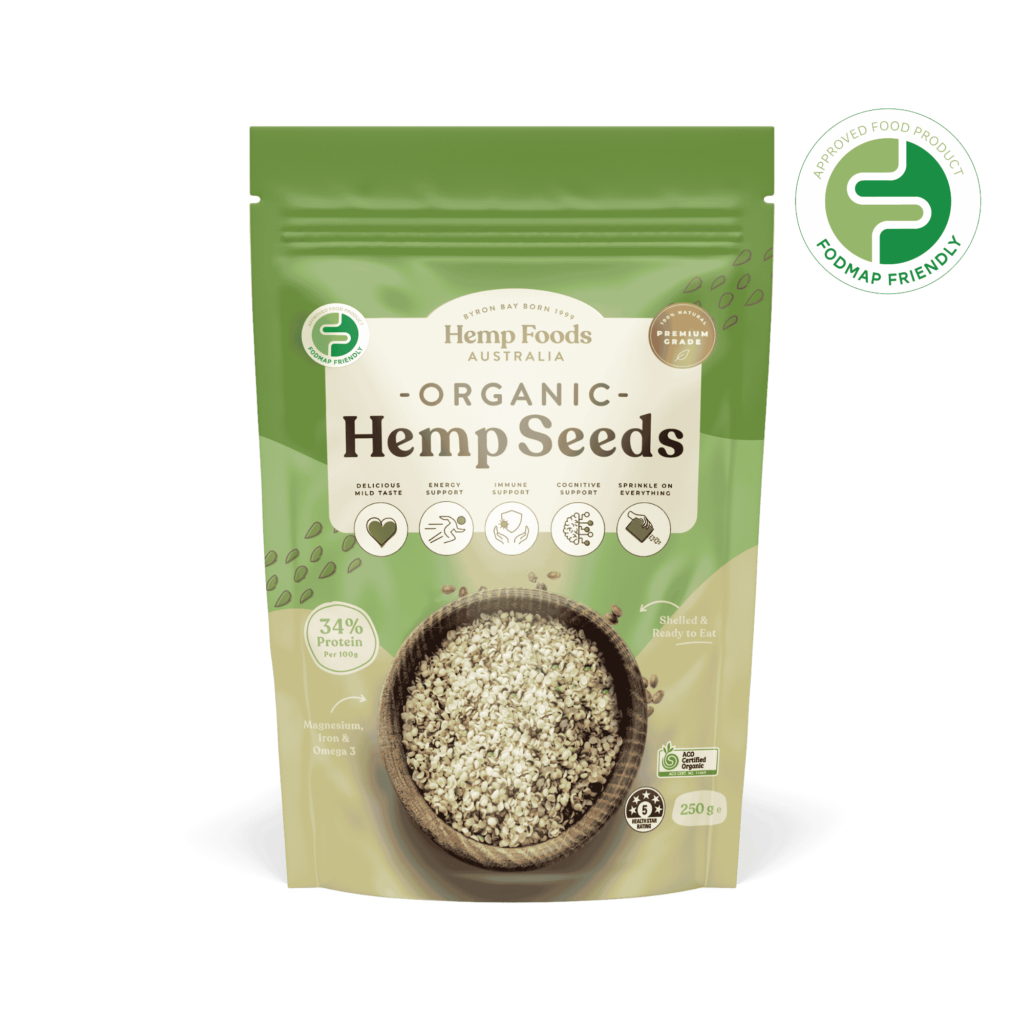 Organic Hulled Hemp Seeds - 250g - Hemp Foods Australia