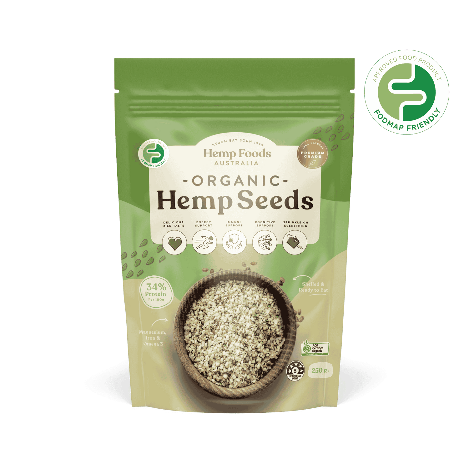 Organic Hulled Hemp Seeds - 250g - Hemp Foods Australia
