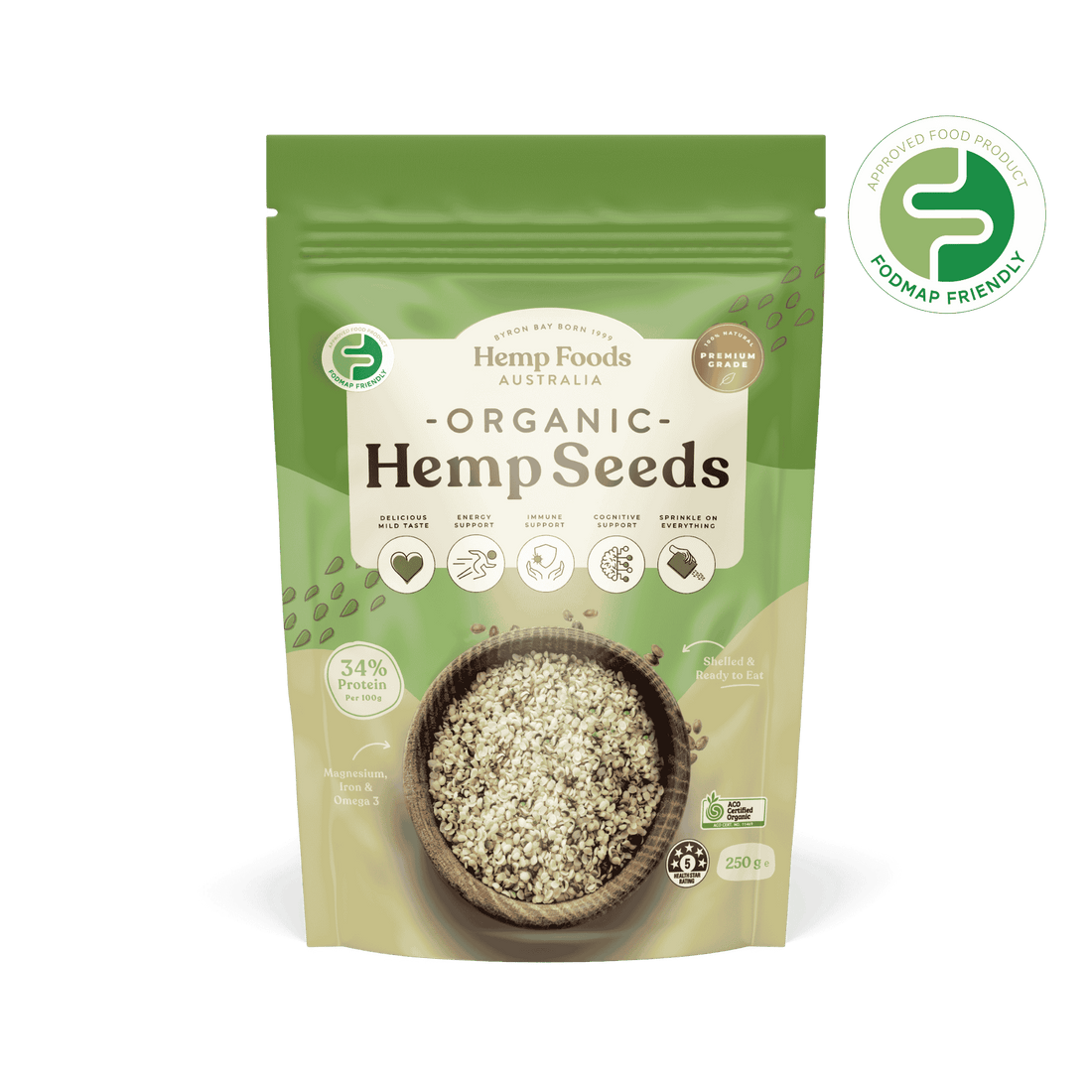 Organic Hulled Hemp Seeds - 250g - Hemp Foods Australia