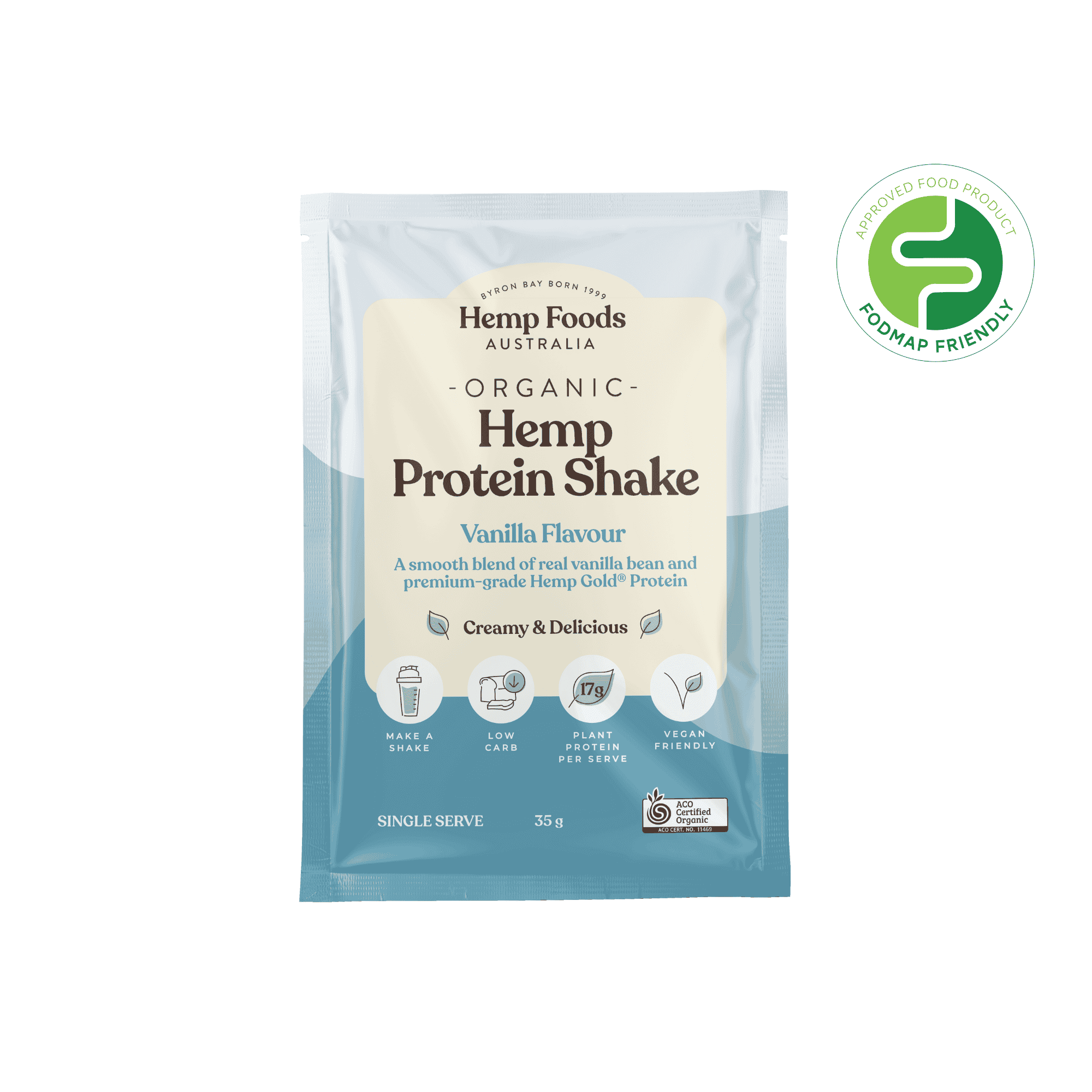 Organic Hemp Protein Vanilla - 7 x 35g Sachet - Hemp Foods Australia