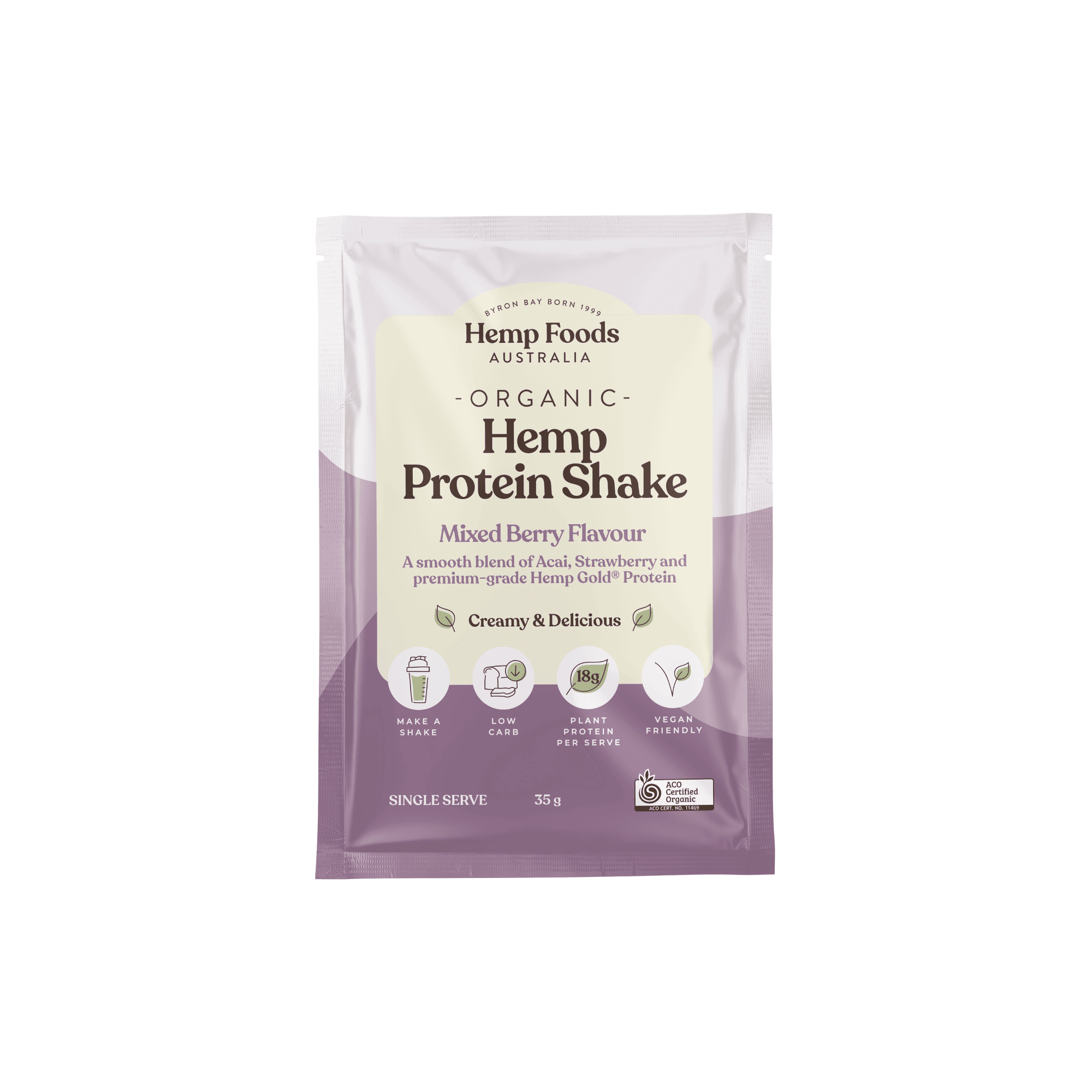 Organic Hemp Protein Mixed Berry - 7 x 35g Sachet - Hemp Foods Australia