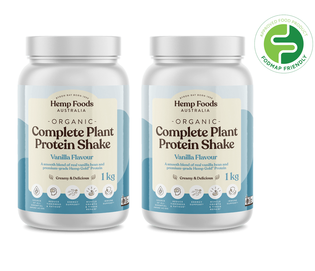 Complete Plant Protein Shake Vanilla - 2 x 1KG Tubs - Hemp Foods Australia
