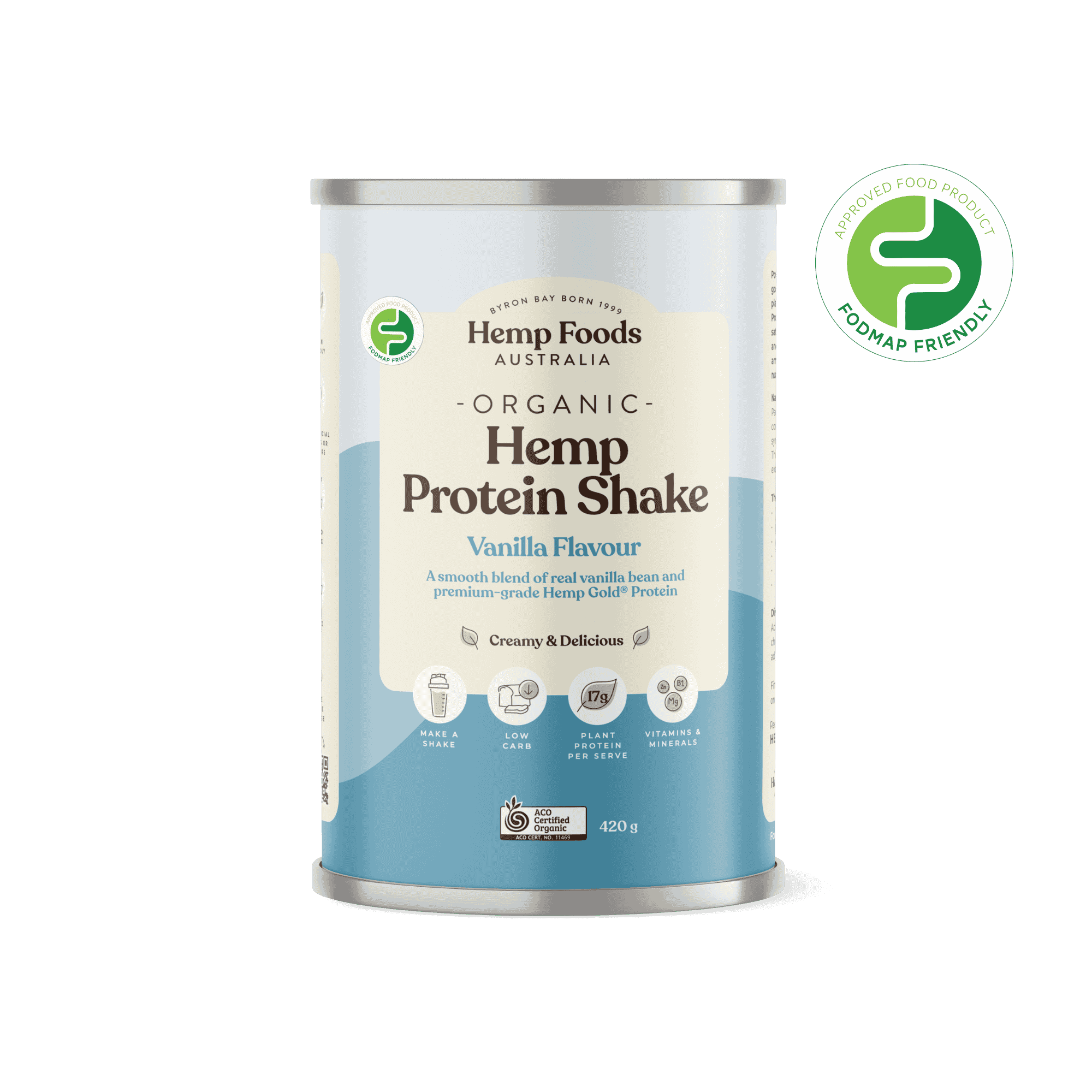 Organic Hemp Protein Vanilla - 420g - Hemp Foods Australia