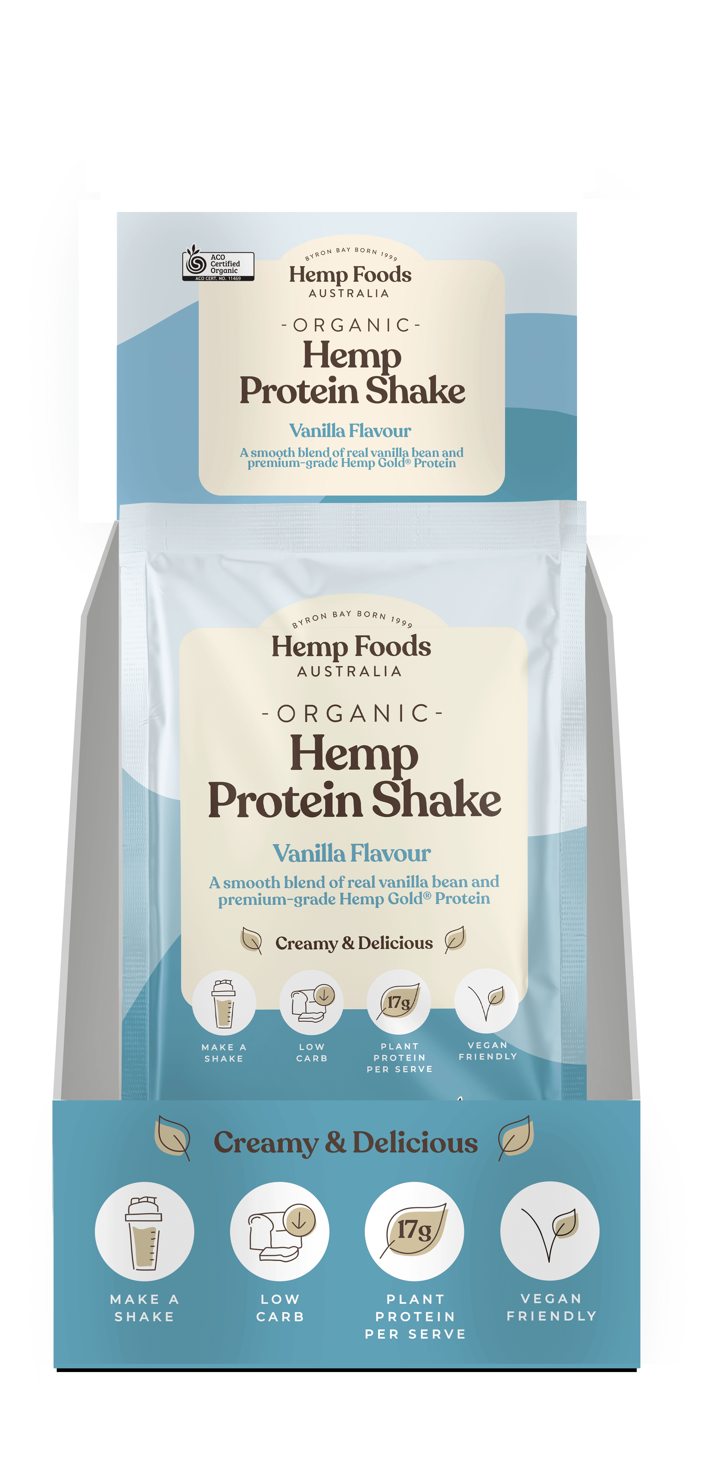 Organic Hemp Protein Vanilla - 7 x 35g Sachet - Hemp Foods Australia