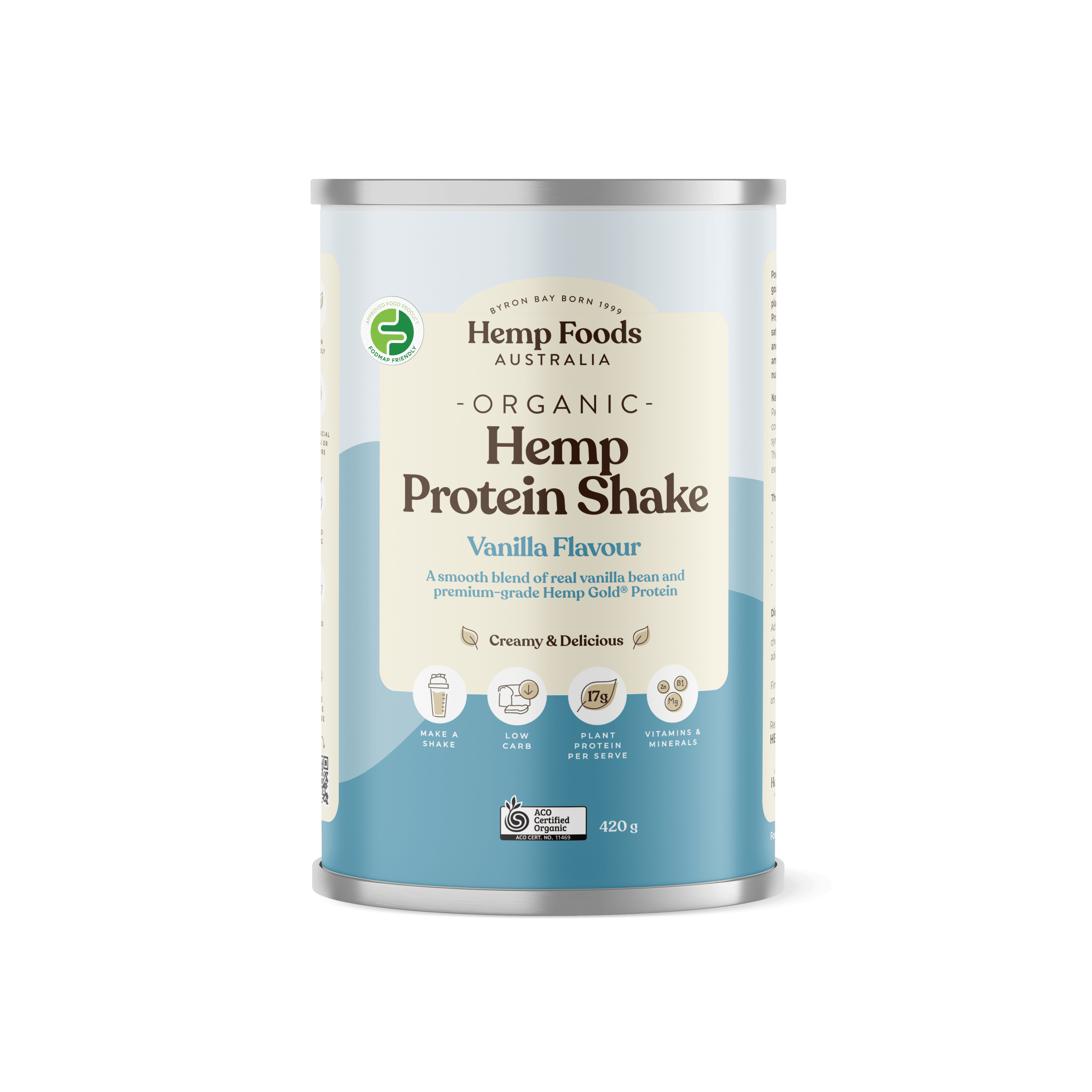 Organic Hemp Protein Vanilla - 420g - Hemp Foods Australia